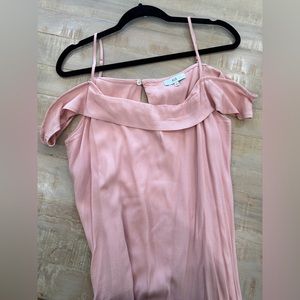 NSR spaghetti strap cold shoulder ruffle king midi dress maxi